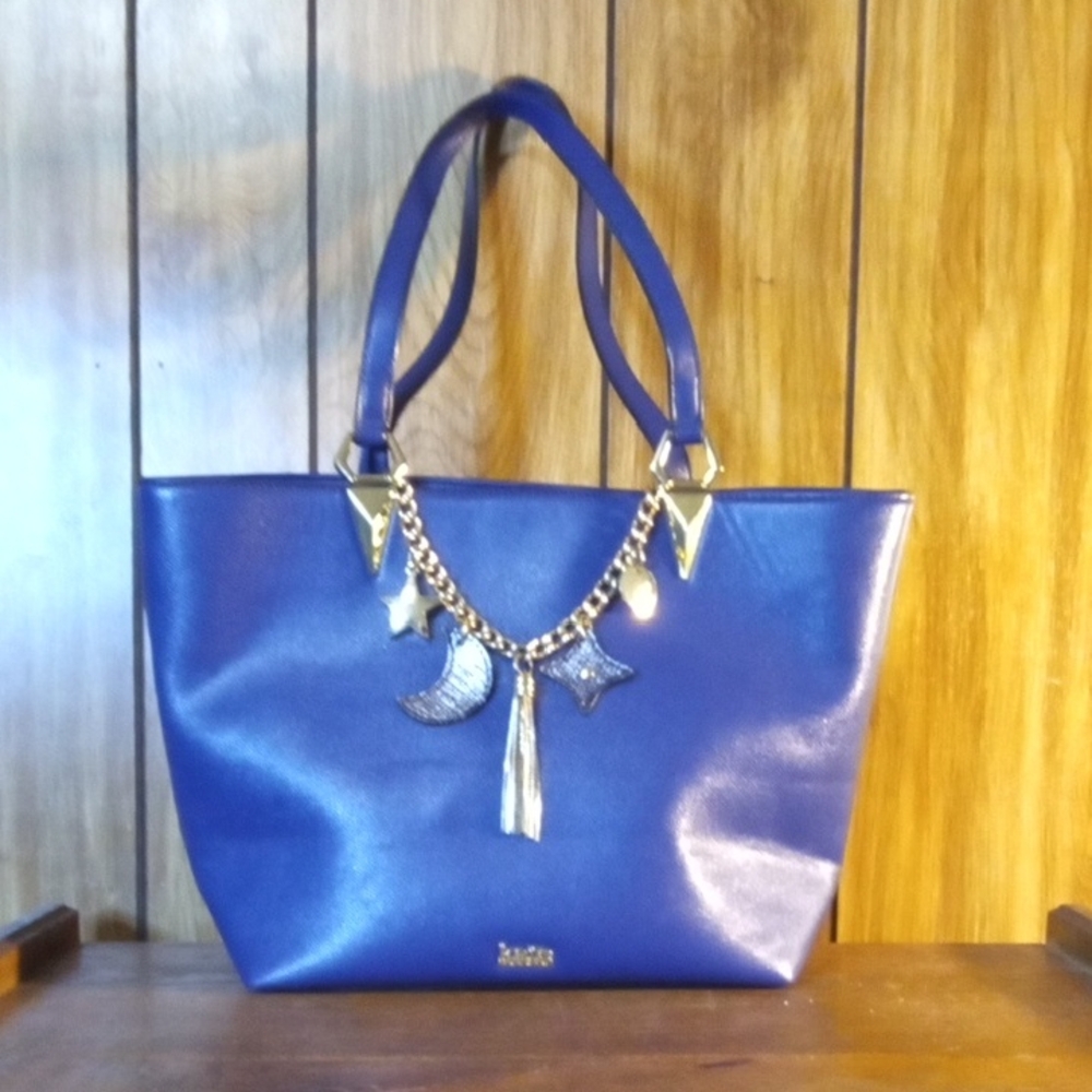 Elegant Kate Landry Blue Tote Bag with Gold Accents